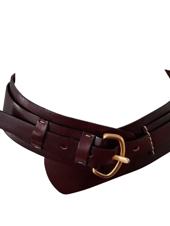 Holt Renfrew Luxe Brown Leather Belt Made in Canada Gold Buckle Timeless Classic - Picture 5 of 15